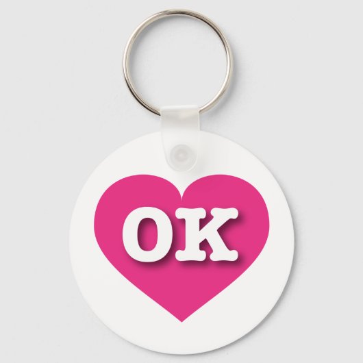 Oklahoma Hot Pink Heart - Ik hou van OK Sleutelhanger (Voorkant)