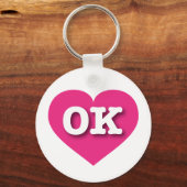 Oklahoma Hot Pink Heart - Ik hou van OK Sleutelhanger (Voorkant)