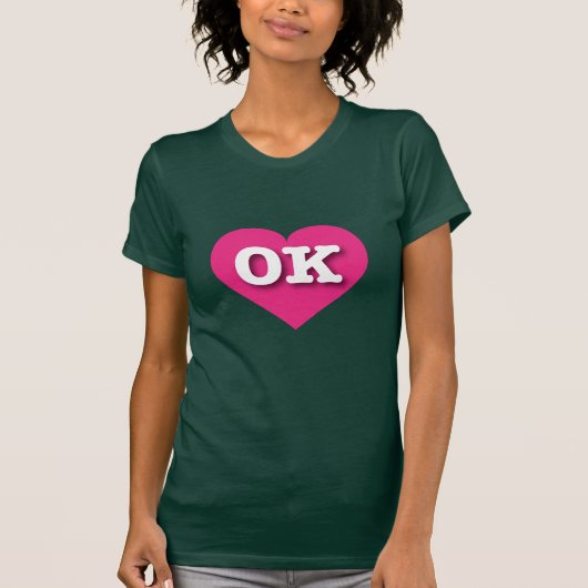 Oklahoma Hot Pink Heart - Ik hou van OK T-shirt (Voorkant)
