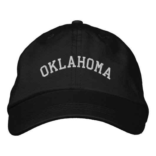 Oklahoma Ingeborduurd instelbaar Pet zwart (Voorkant)