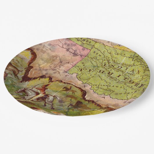 Oklahoma  kaart met foto's uit India Papieren Bordje (Gekanteld)