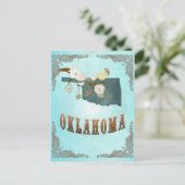 Oklahoma-kaart met mooie vogels briefkaart (Staand voorkant)