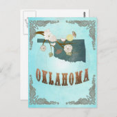 Oklahoma-kaart met mooie vogels briefkaart (Voorkant / Achterkant)