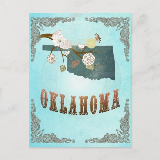 Oklahoma-kaart met mooie vogels briefkaart (Voorkant)