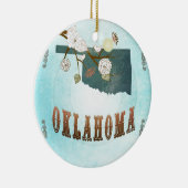 Oklahoma-kaart met mooie vogels keramisch ornament (Rechts)