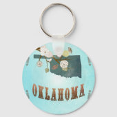 Oklahoma-kaart met mooie vogels sleutelhanger (Voorkant)