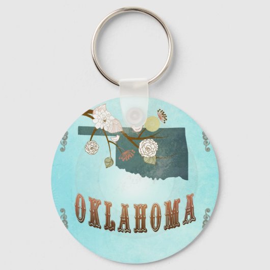 Oklahoma-kaart met mooie vogels sleutelhanger (Voorkant)