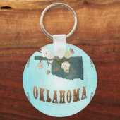Oklahoma-kaart met mooie vogels sleutelhanger (Voorkant)