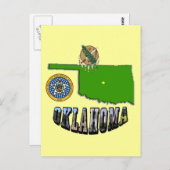 Oklahoma kaart overzicht, zegel en Afbeelding teks (Voorkant / Achterkant)