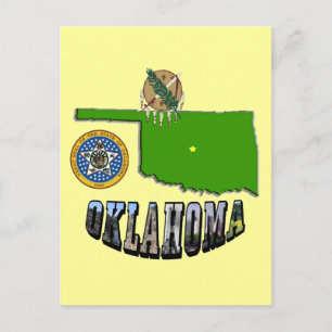 Oklahoma kaart overzicht, zegel en Afbeelding teks