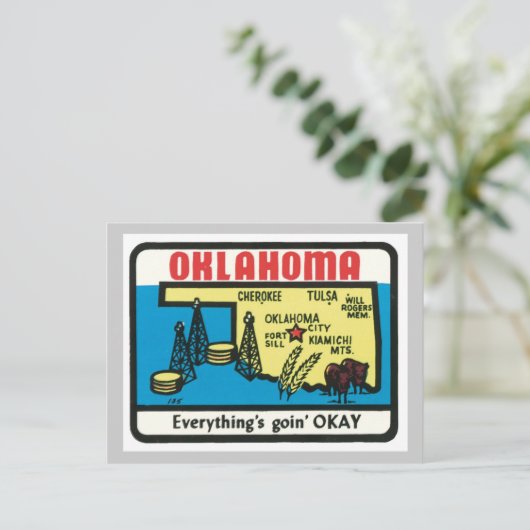 Oklahoma label briefkaart (Staand voorkant)