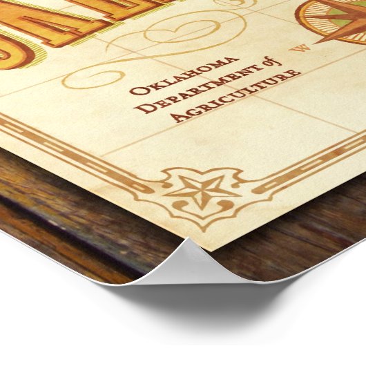 Oklahoma Map: Ecoregions en Native Wildlife Poster (Hoek)