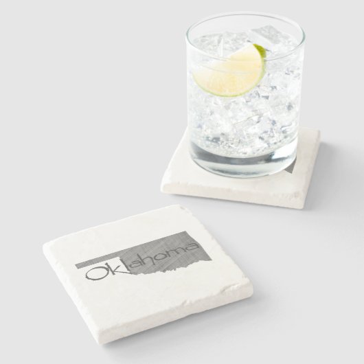 Oklahoma Map:  grijs krijt Stenen Onderzetter (Zijkant)