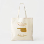 Oklahoma Map Wedding Welcome Bag, Gold Tote Bag (Voorkant)