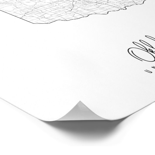 Oklahoma Minimal Street Map Poster (Hoek)