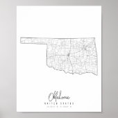 Oklahoma Minimal Street Map Poster (Voorkant)