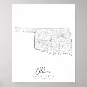 Oklahoma Minimal Street Map Poster