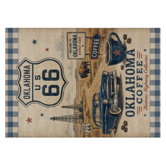 Oklahoma Mother Road Coffee Voorbereiding Snijplank (Voorkant)