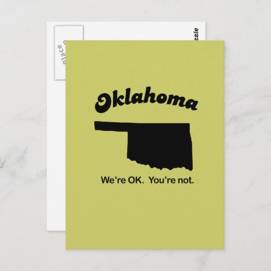 Oklahoma Motto - We zijn in orde, je bent niet Briefkaart (Voorkant / Achterkant)