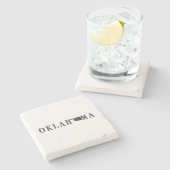 Oklahoma-naam met State Shaped Letter Word Art Stenen Onderzetter (Zijkant)