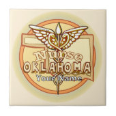 Oklahoma Nurse Caduceus Tile Tegeltje (Voorkant)