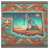 Oklahoma Oil Drilling Pump Jack Fabric Stof (Swatch)