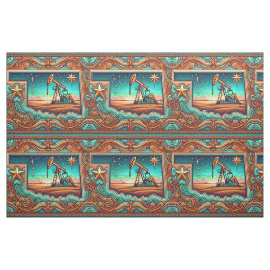 Oklahoma Oil Drilling Pump Jack Fabric Stof (Fat Quarter)