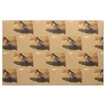 Oklahoma Oil Pump Jack Print Fabric