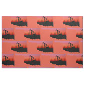 Oklahoma Oil Pump Jack Sunset Print Fabric Stof (Fat Quarter)