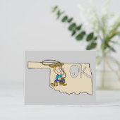 Oklahoma OK Map & Cowboy Cartoon Art Motto Briefkaart (Staand voorkant)