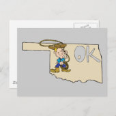 Oklahoma OK Map & Cowboy Cartoon Art Motto Briefkaart (Voorkant / Achterkant)