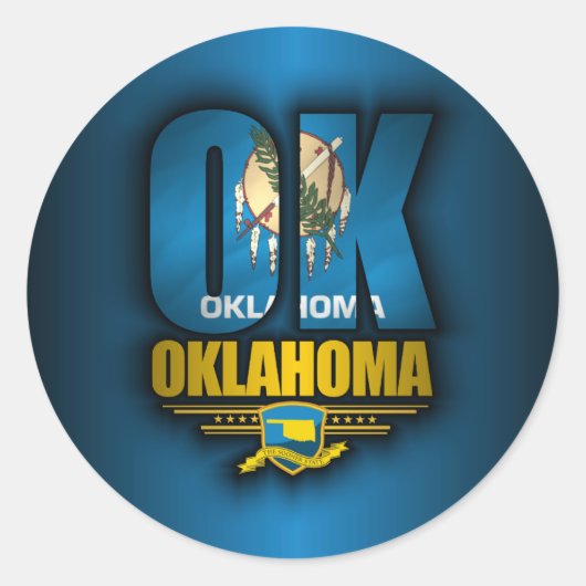 Oklahoma (OK) Ronde Sticker (Voorkant)