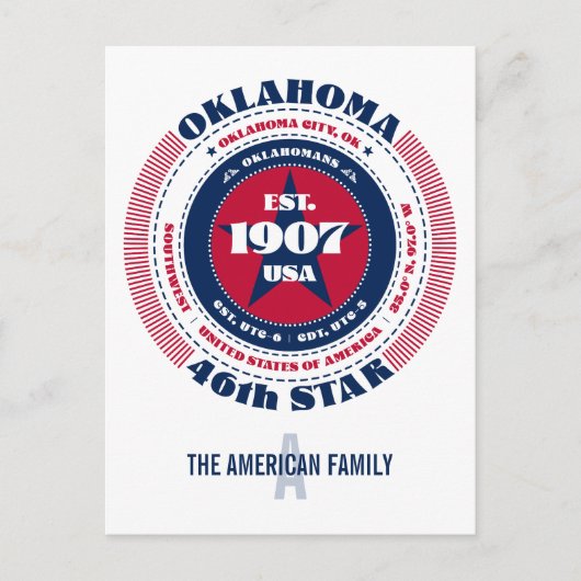Oklahoma, Oklahoma City, OK, Patriottisch, Monogra Briefkaart (Voorkant)