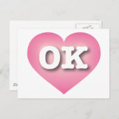 Oklahoma Pink Fade Heart - Ik hou van OK Briefkaart (Voorkant / Achterkant)