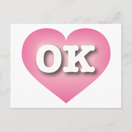 Oklahoma Pink Fade Heart - Ik hou van OK Briefkaart (Voorkant)