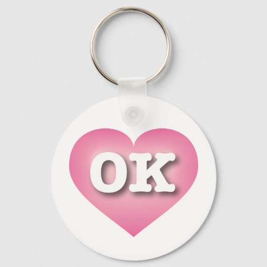 Oklahoma Pink Fade Heart - Ik hou van OK Sleutelhanger (Voorkant)