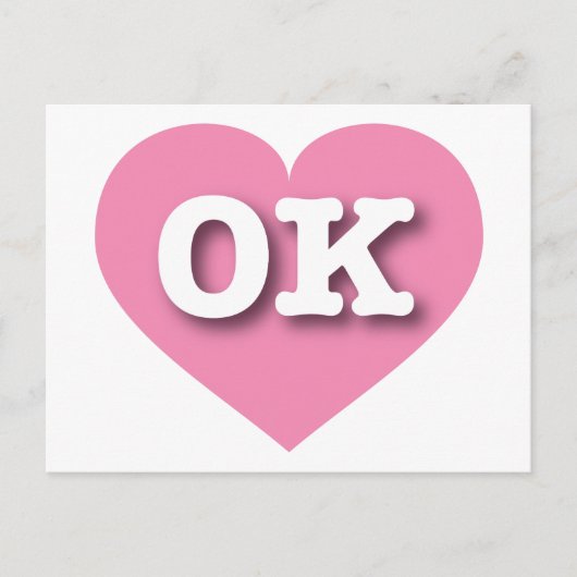 Oklahoma Pink Heart - Ik hou van OK Briefkaart (Voorkant)