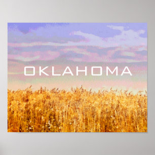 Oklahoma poster met tarweveld en hemelkunst