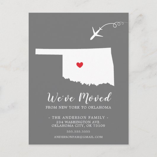 OKLAHOMA-postkaart van OKLAHOMA-staat van verplaat Briefkaart (Voorkant)