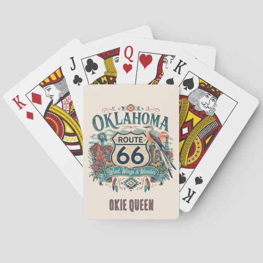 Oklahoma Prairie Boho Route 66 Spelavond Pokerkaarten (Achterkant)