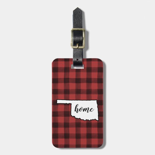 Oklahoma | Red & Black Buffalo Plaid Home State Bagagelabel (Voorkant verticaal)