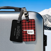 Oklahoma | Red & Black Buffalo Plaid Home State Bagagelabel