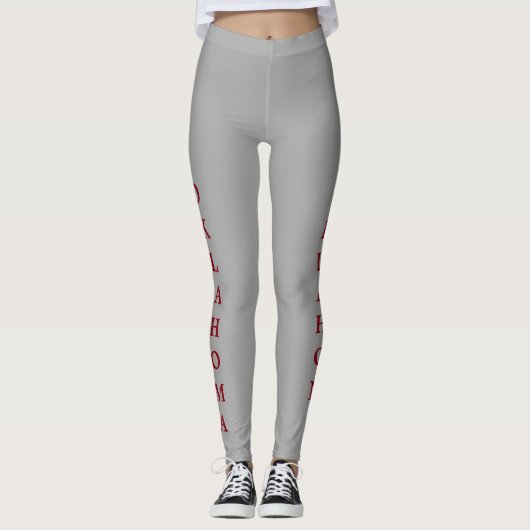 Oklahoma Red Lettering Gray Leggings (Voorkant)