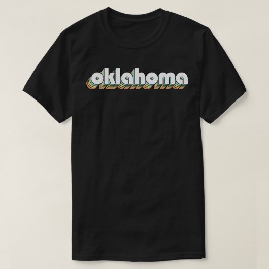 Oklahoma Retro Rainbow Typography Vervaagde stijl T-shirt (Design voorkant)