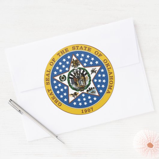 Oklahoma Ronde Sticker (Envelop)