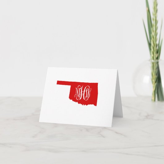Oklahoma Rood Wit Wijnstempel DIY BG Sv Bedankkaart (Voorkant)