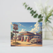 Oklahoma Route 66 Antieke Benzinepomp Briefkaart (Staand voorkant)