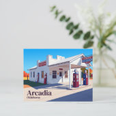 Oklahoma Route 66-benzinepomp, Arcadia Oklahoma Briefkaart (Staand voorkant)