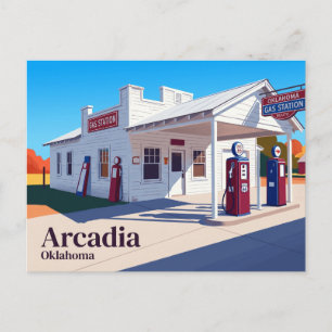 Oklahoma Route 66-benzinepomp, Arcadia Oklahoma Briefkaart