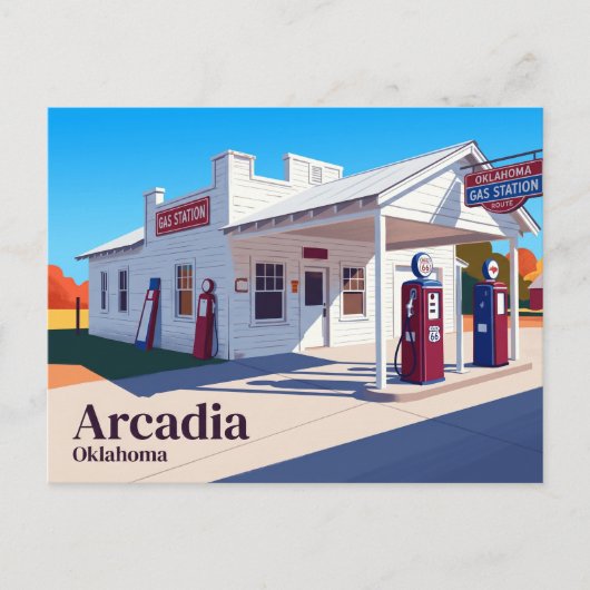 Oklahoma Route 66-benzinepomp, Arcadia Oklahoma Briefkaart (Voorkant)